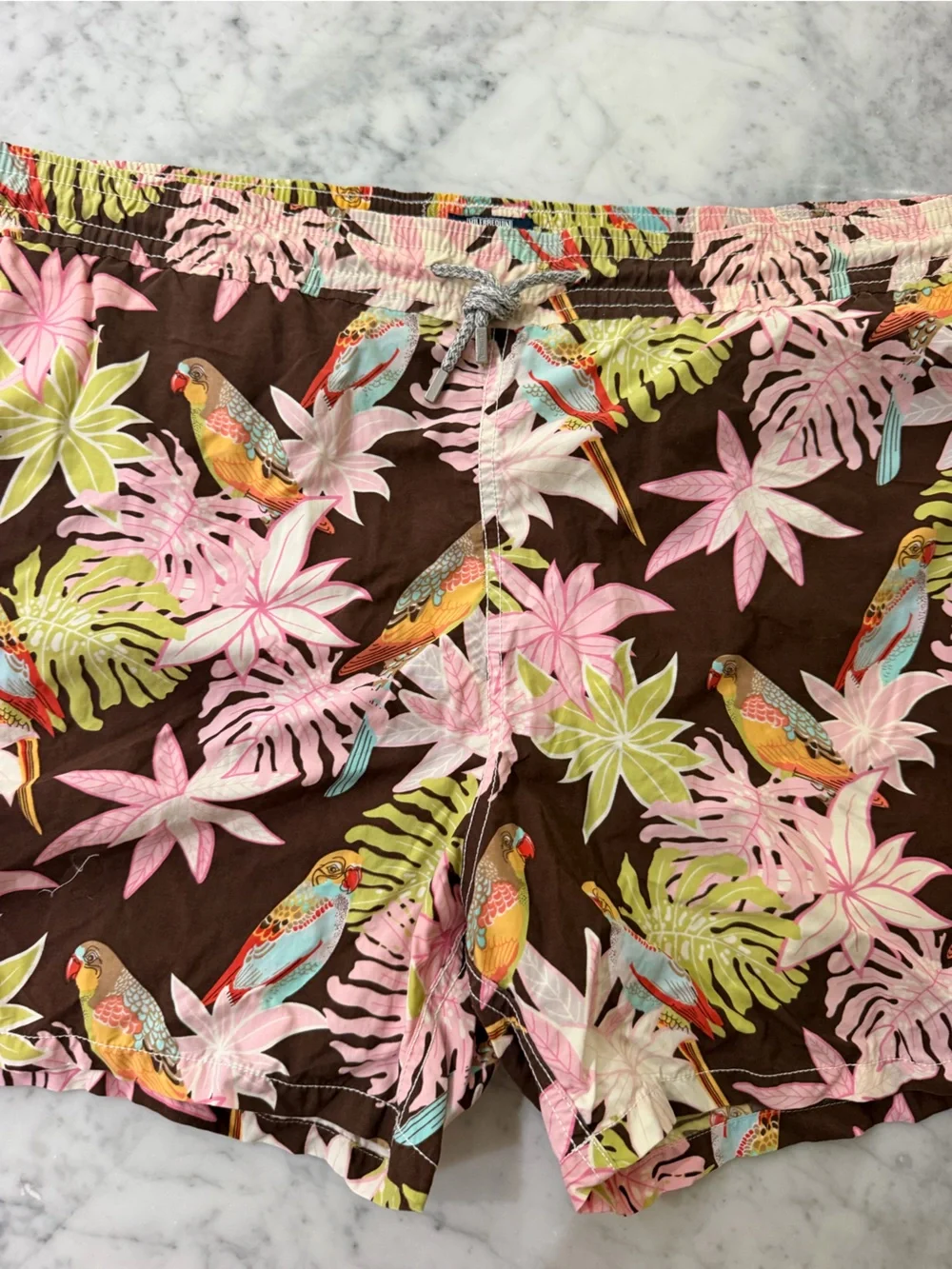 Vilebrequin Women’s Tropical Parrot Print Shorts - Brown, Pink & Green